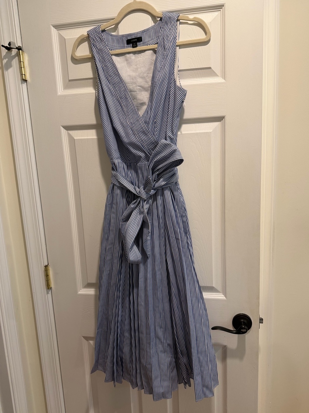 J. Crew Pleated V-neck dress in stripe - Picture 3 of 6